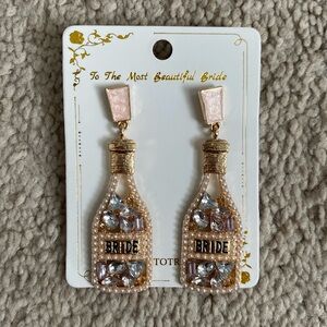 Bride Earrings Champagne Bottles